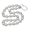 304 Stainless Steel Full Crystal Rhinestone Heart Link Chain Necklaces for Women SA-CBABBEA-01-4