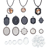 20Pcs 10 Styles Tibetan Style Antique Silver Alloy Flat Oval Pendant Cabochon Settings TIBEP-ME0001-05-1