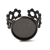 Hollow Flower 304 Stainless Steel Cuff Ring Components STAS-P454-03D-B-2