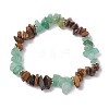 Natural Tiger Eye & Green Aventurine Chip Beaded Stretch Bracelets BJEW-JB10776-02-1