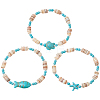 3Pcs Natural Freshwater Shell Beaded Stretch Bracelets BJEW-PA0001-06-1
