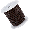 1 Roll Round Braided Cowhide Leather Cord NWIR-CL0001-01A-1