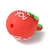 Cartoon Double Sided Apple with Word Thank you Silicone Beads SIL-V001-09A-2