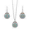 Synthetic Turquoise Pendant Necklaces & Dangle Earrings Sets WGE96E9-03-2