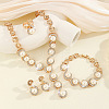 Letter S Alloy Crystal Rhinestone & Plastic Imitation Pearl Chain Necklaces & Stud Earrings & Link Bracelets & Rings Sets FS-WG52E62-01-4