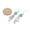 Synthetic Turquoise Beaded Dangle Earrings EJEW-JE05496-3