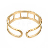 304 Stainless Steel Rectangle Wrap Open Cuff Ring RJEW-T023-67G-2