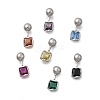 Brass Micro Pave Cubic Zirconia Square Charms KK-D500-01P-1