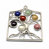 Tree of Life Chakra Alloy Gemstone Big Pendants X-PALLOY-R082-08P-1