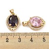 Brass Micro Pave Clear Cubic Zirconia Pendants KK-P263-22KCG-3