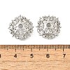Flower Brass Micro Pave Clear Cubic Zirconia Bead Caps KK-V008-30P-3