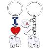 WEWAYSMILE 2 pcs Dog Keychain Car Keychain Pet Pendant Key-Ring Lovely Dog Key-ring Portable Metal Keychain Gift for Pet Lover Birthday Puppy Theme Party Supplies (Samoye) JX785A-1