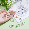 14Pcs 14 Styles 304 Stainless Steel & Gemstone Chip & Evil Eye Resin Finger Rings NJEW-WR00012-3