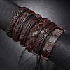 6Pcs 6 Style Adjustable Braided Imitation Leather Cord Bracelet Sets BJEW-F458-04-7