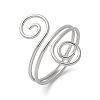 304 Stainless Steel Round Wrap Open Cuff Rings for Women Men RJEW-Z071-02B-P-4