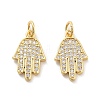 Rack Plating Brass Micro Pave Clear Cubic Zirconia Pendants KK-C063-13G-1