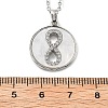 Flat Round with Number 8 Shell & Cubic Zirconia Pendant Necklaces NJEW-D288-04P-3