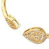 Teardrop Rack Plating Brass Cubic Zirconia Cuff Bracelets for Women BJEW-M040-03G-2