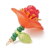 Glass Seed Beaded Rose Flower Pendants PALLOY-MZ01231-02-4