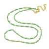 Brass Enamel Column Link Chain Necklaces NJEW-H039-02C-01G-1