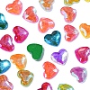 60Pcs 10 Colors Heart Translucent Glass Cabochons MRMJ-YW0002-003-1