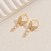 Elegant Butterfly Brass Pave Clear Cubic Zirconia Dangle Stud Earrings LS-UU2168-2