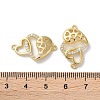 Brass Micro Pave Clear Cubic Zirconia Double Heart Links Connector Charms KK-M287-01G-3