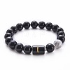 10MM Natural Black Onyx(Dyed & Heated) and Howlite Beaded Stretch Bracelets RH2290-9-1