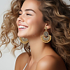 ANATTASOUL 3 Pairs 3Colors Alloy Moon with Flower Chandelier Earrings EJEW-AN0003-88-5