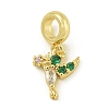 Rack Plating Brass Pave Colorful Cubic Zirconia Bird European Dangle Charms KK-Z067-48G-1