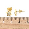 Brass Micro Pave Clear Cubic Zirconia Stud Earrings EJEW-M076-03G-3