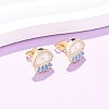 Brass Enamel Stud Earrings LS-EJEW-B152-01G-02-1