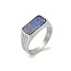 316L Stainless Steel Natural Lapis Lazuli Finger Rings for Women RJEW-U054-02C-03P-4