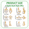 12Pcs 6 Styles Brass Micro Pave Cubic Zirconia Pendants ZIRC-WR0001-08-2