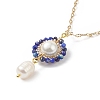 4Pcs 4 Style Natural Mixed Gemstone & Shell Pearl Flower Pendant Necklaces Set NJEW-JN04047-5