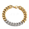 Two-tone 304 Stainless Steel Cuban Link Chain Bracelets for Men FS-WG114D5-03-1