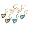 Rack Plating Heart Brass Micro Pave Clear Cubic Zirconia Dangle Stud Earrings EJEW-P277-11G-1