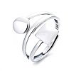 Flat Round & Square Rhodium Plated 925 Sterling Silver Finger Rings FS-WGC22D2-01-5