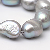 Oval Natural Cultured Freshwater Pearl Beads Strands X-PEAR-R015-28-3