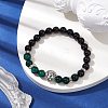 8mm Round Dyed Natural Tiger Eye & Black Onyx Beaded Stretch Bracelets BJEW-TA00516-02-2