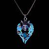 Luminous Glow In The Dark Enamel Wolf Pendant Necklace with Synthetic Turquoise Beaded X-LUMI-PW0006-66A-1