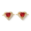 Rack Plating Brass Cubic Zirconia Heart Connector Charm KK-C084-04G-2