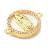Rack Plating Brass Micro Pave Clear Cubic Zirconia Religion Connector Charms X-KK-L220-003G-01-2