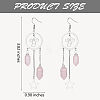 Natural Rose Quartz Bullet Chandelier Earrings EJEW-SW00017-03-2