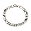 201 Stainless Steel Curb Chain Bracelets with Lobster Claw Clasps for Men BJEW-P316-01A-P-1