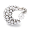 Rack Plating Moon Brass ABS Imitation Pearl Open Cuff Rings for Women RJEW-S242-07P-2