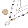 201 Stainless Steel Sun Moon Star Pendant Mixed Stone & 304 Stainless Steel Link Chain 3 Layer Necklaces for Women NJEW-JN05470-02-3