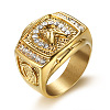 304 Stainless Steel Micro Pave Clear Cubic Zirconia Finger Rings for Men FS-WGEF432-06-1
