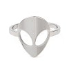 304 Stainless Steel Alien Face Adjustable Ring for Women RJEW-M149-13P-1