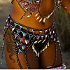 Alloy with Acrylic Triangle Layered Tassel Sexy Skirt Waist Belly Chains for Women FS-WG1530F-01-2